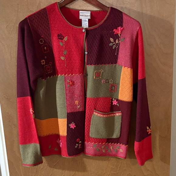Coldwater Creek Sweaters - Coldwater Creek Multicolor Patchwork Cardigan-Medium